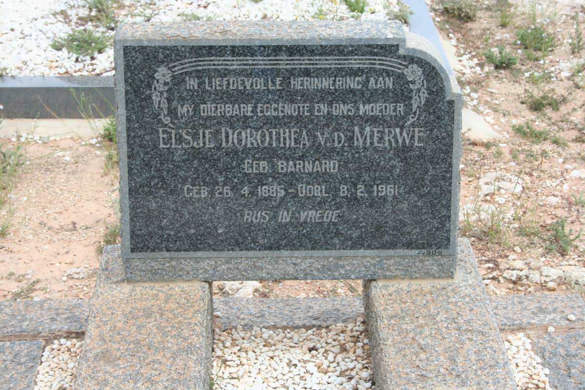 MERWE Elsje Dorothea, v.d. nee BARNARD 1885-1961