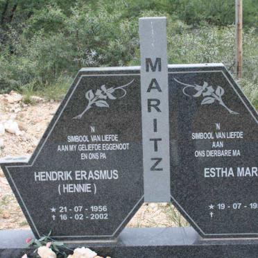 MARITZ Hendrik Erasmus 1956-2002 &amp; Estha Maria 1959-