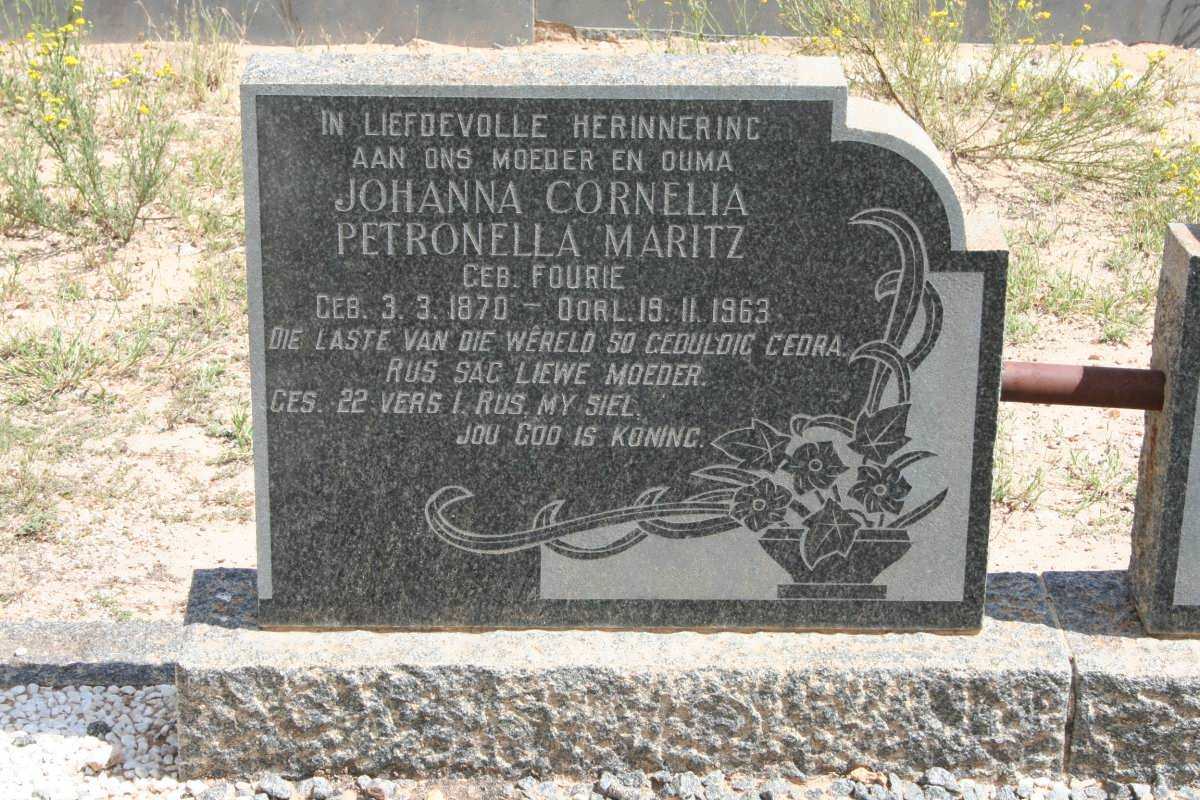 MARITZ Johanna Cornelia Petronella nee FOURIE 1870-1963