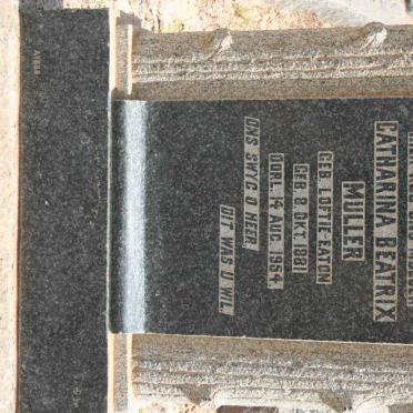 MULLER Catharina Beatrix nee LOFTIE-EATON 1881-1954