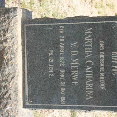 MERWE Martha Catharina, v.d. 1872-1951