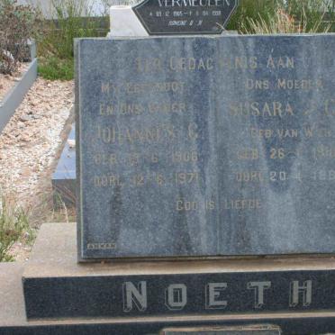 NOETH Johannes C. 1906-1971 &amp; Susara J. C. 1910-1989