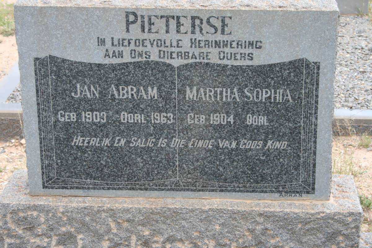 PIETERSE Jan Abram 1903-1963 &amp; Martha Sophia 1904-