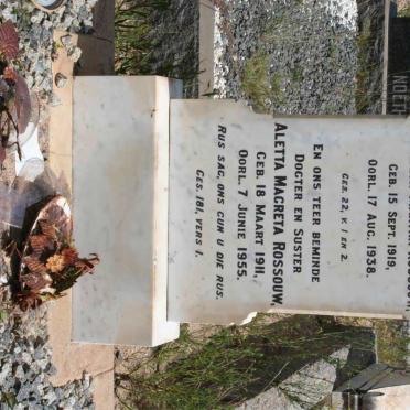 ROSSOUW Elizabeth Martha 1919-1938 :: ROSSOUW Aletta Magreta 1911-1955