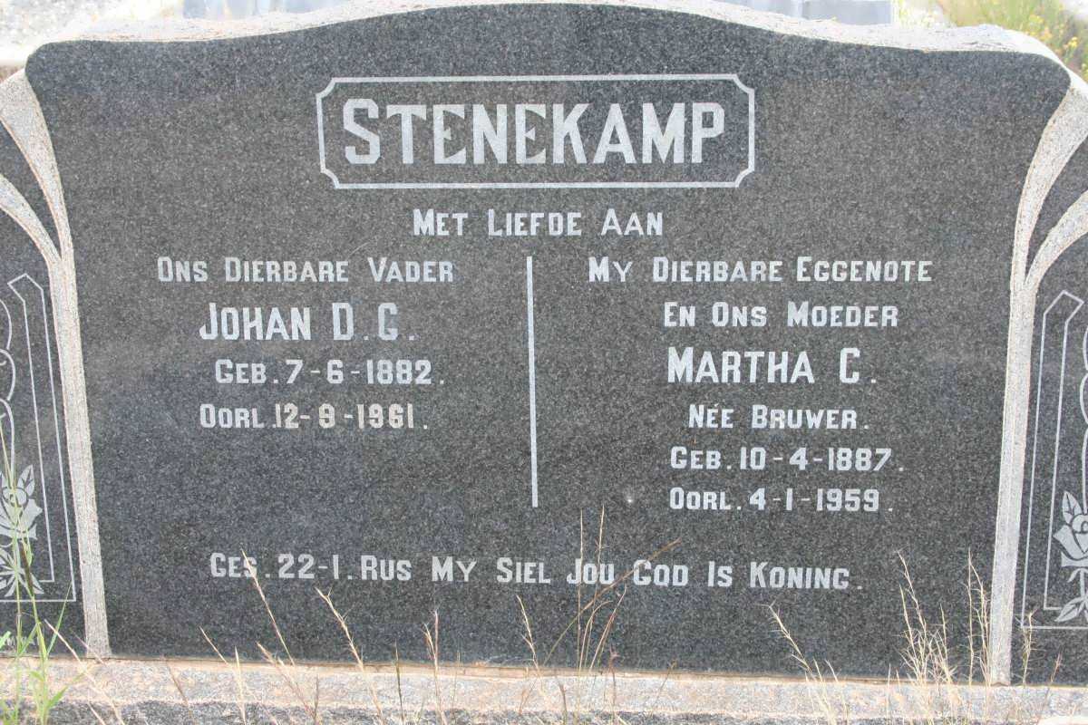 STENEKAMP Johan D.G. 1882-1961 &amp; Martha C. BRUWER 1887-1959