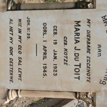 TOIT Maria J., du nee KOTZé 1923-1945