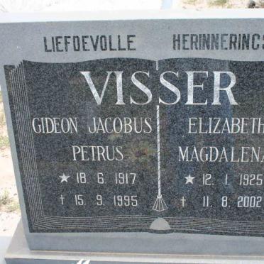 VISSER Gideon Jacobus Petrus 1917-1995 &amp; Elizabeth Magdalena 1925-2002