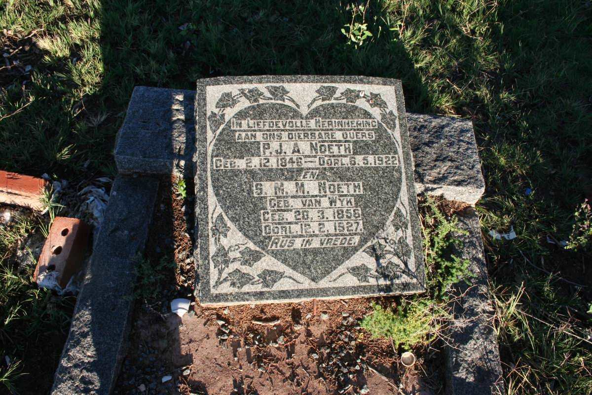 NOETH P.J.A. 1846-1922 &amp; S.M.M. VAN WYK 1856-1927