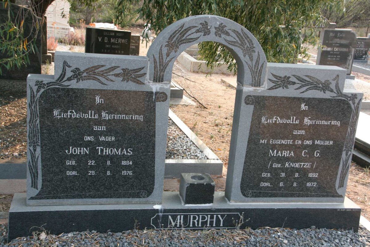 MURPHY John Thomas 1884-1976 &amp; Maria C.G. KNOETZE 1892-1972
