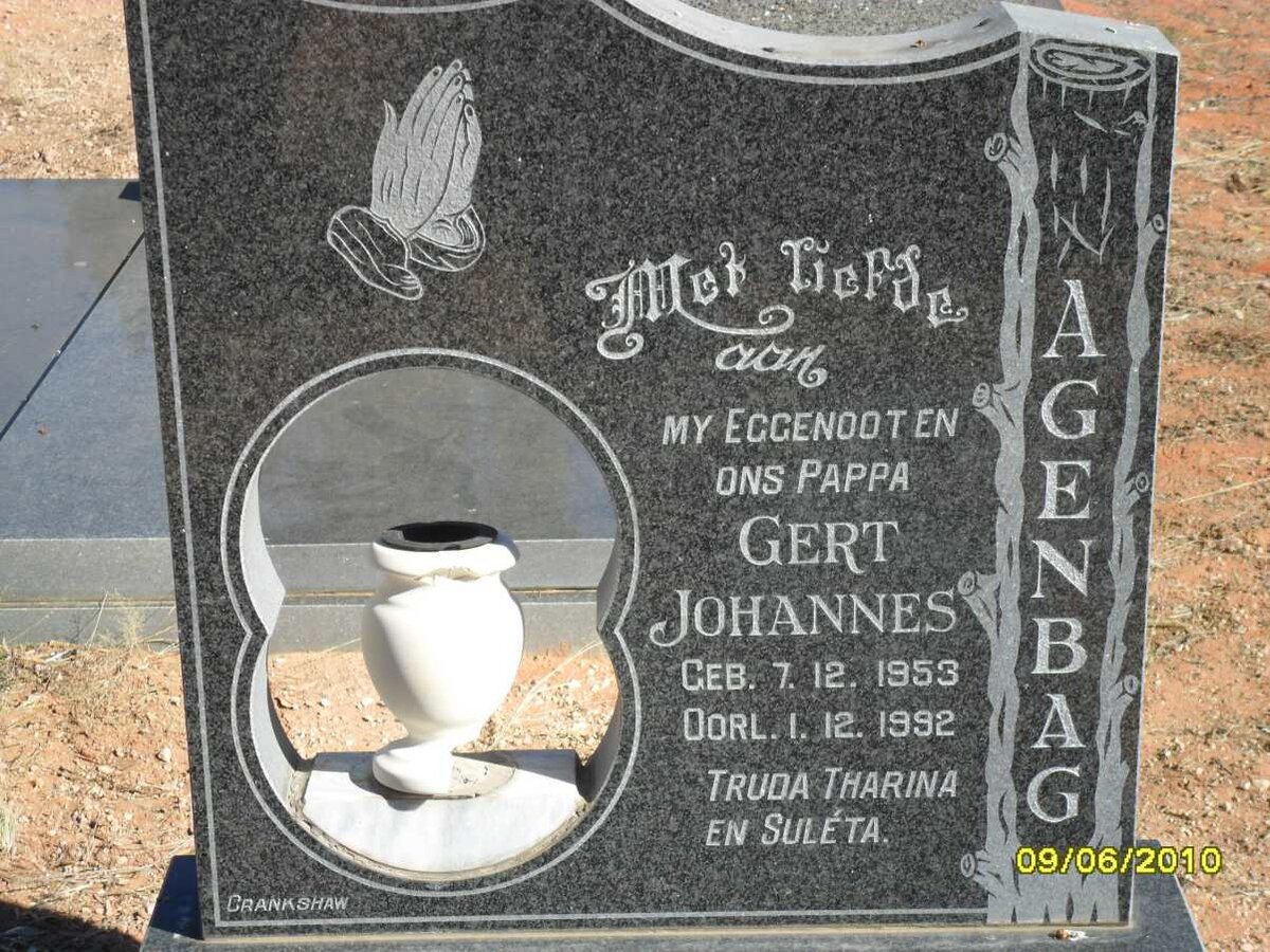 AGENBAG Gert Johannes 1953-1992