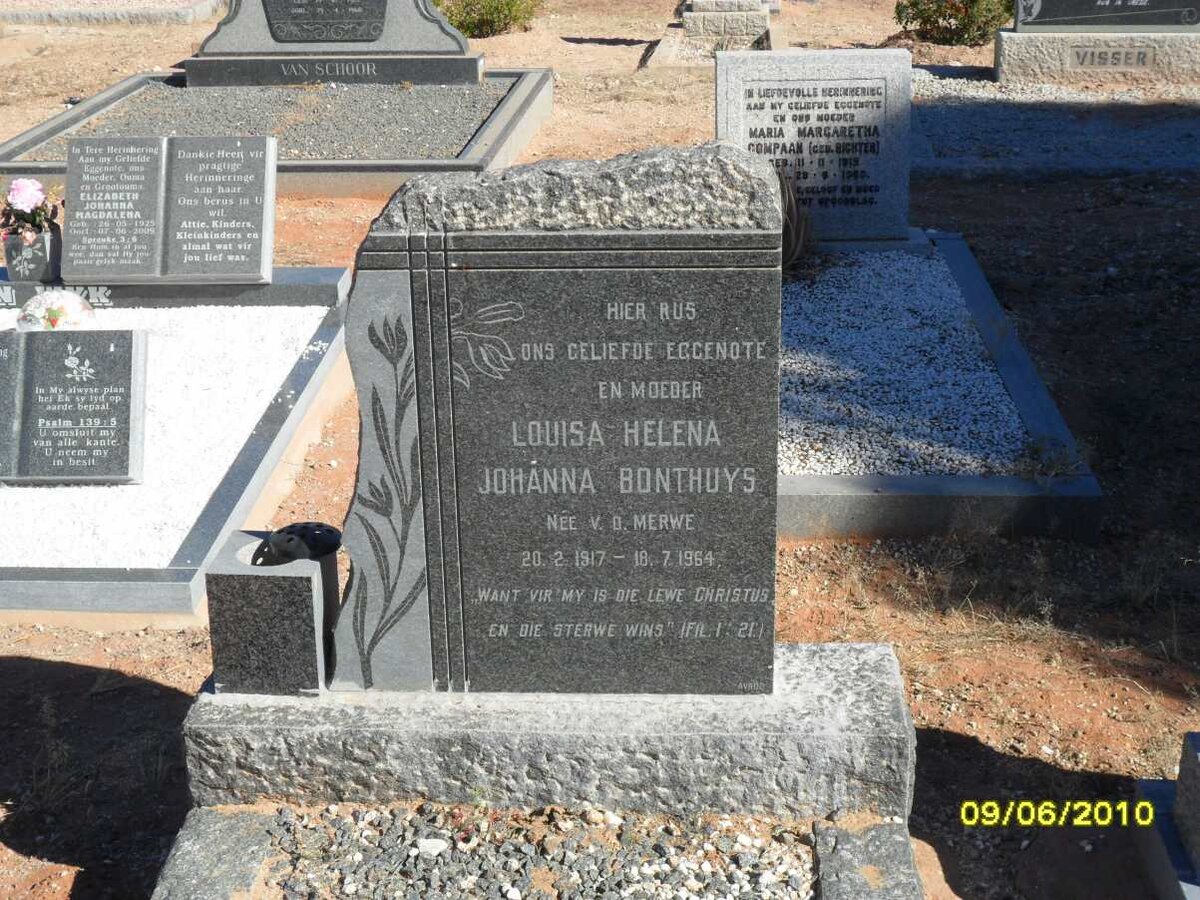 BONTHUYS Louisa Helena Johanna nee VAN DER MERWE 1917-1964