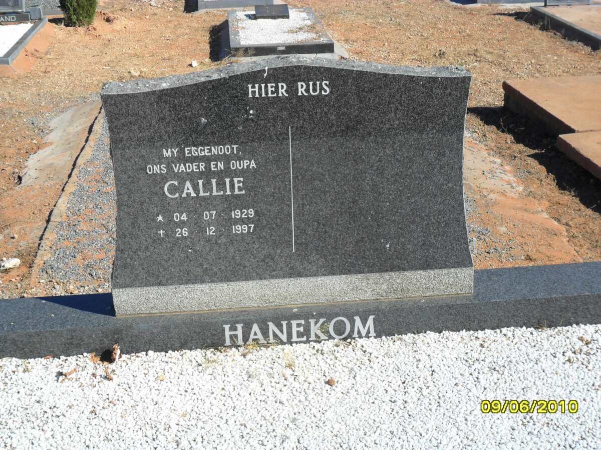 HANEKOM Callie 1929-1997
