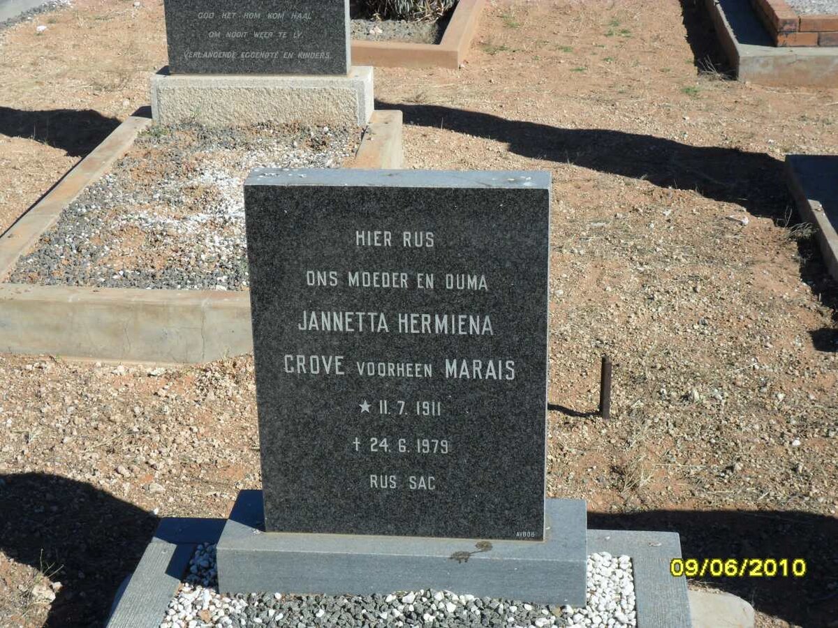 GROVE Jannetta Hermiena nee MARAIS 1911-1979