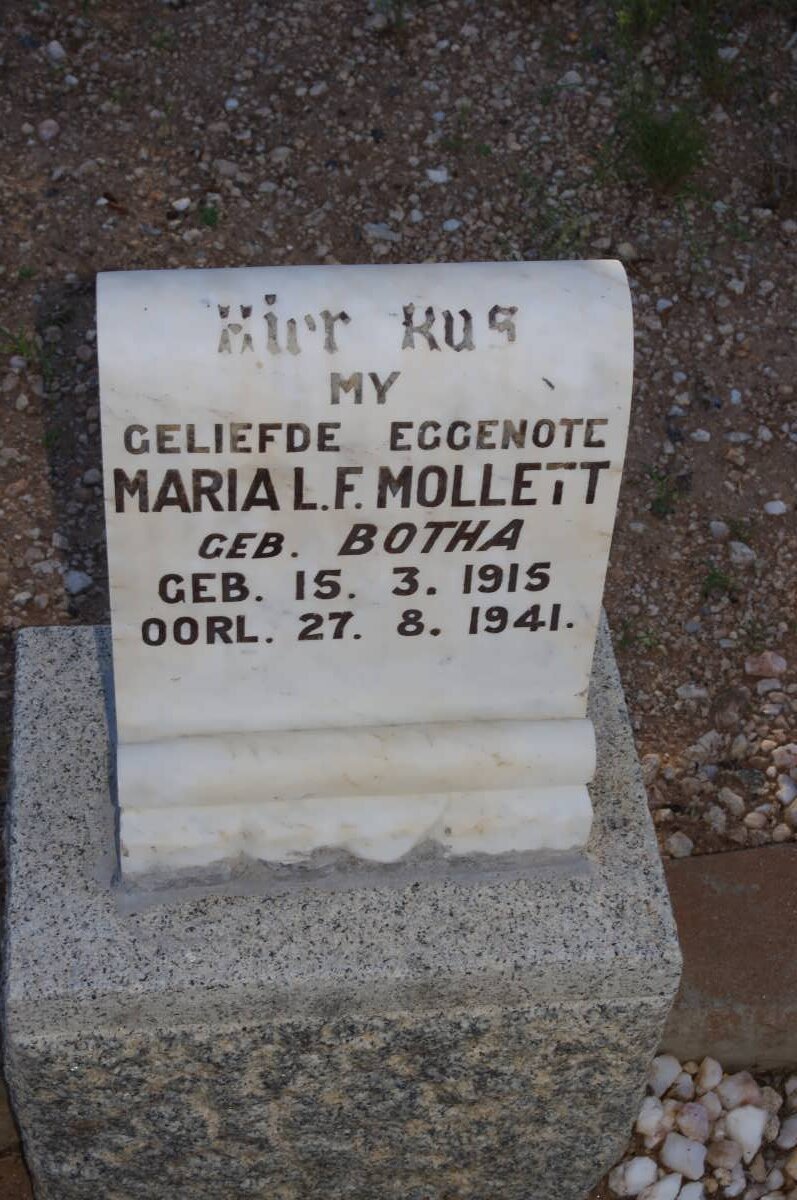 MOLLETT Maria L.F. nee BOTHA 1915-1941