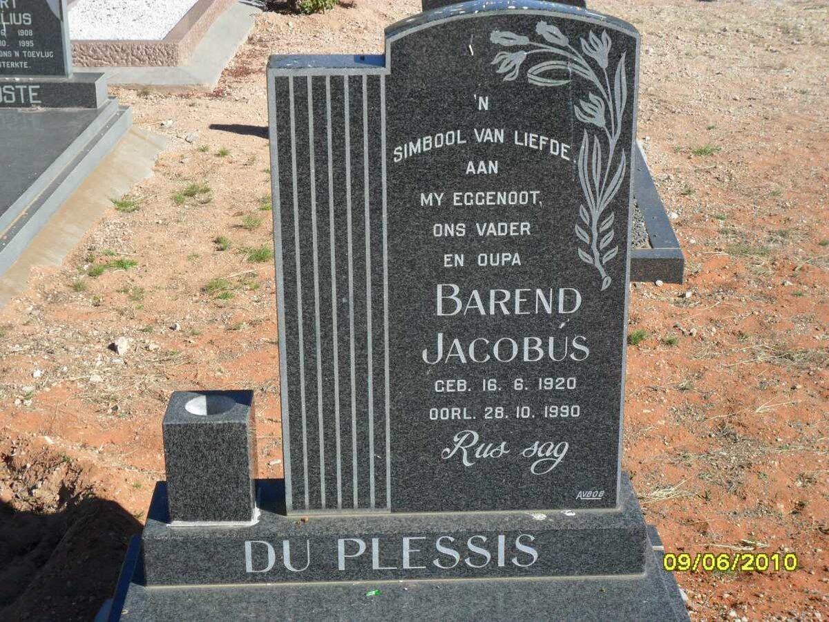 PLESSIS Barend Jacobus, du 1920-1990
