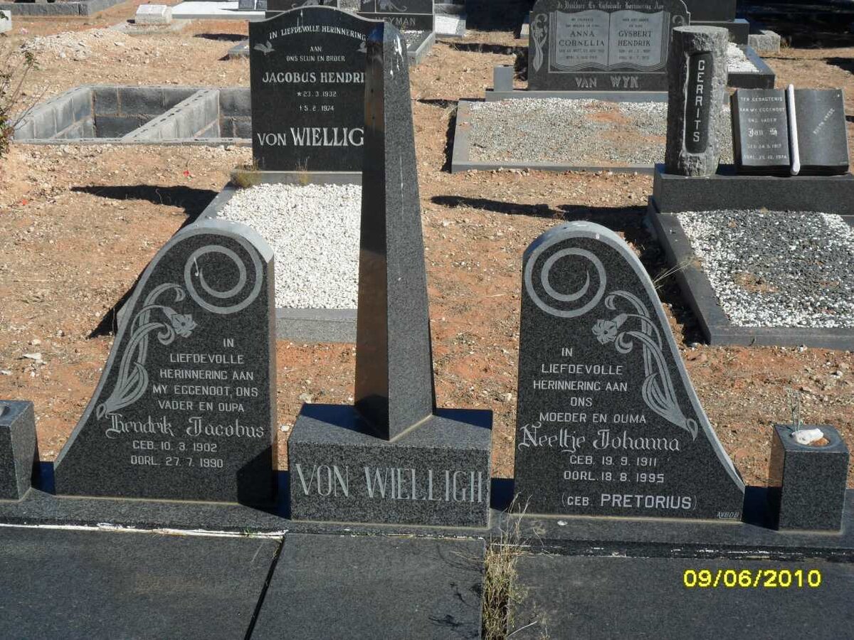 WIELLIGH Hendrik Jacobus, von 1902-1990 &amp; Neeltjie Johanna PRETORIUS 1911-1995