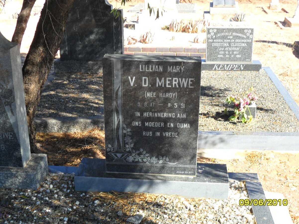 MERWE Lillian Mary, v.d. nee HARDY 1917-1991