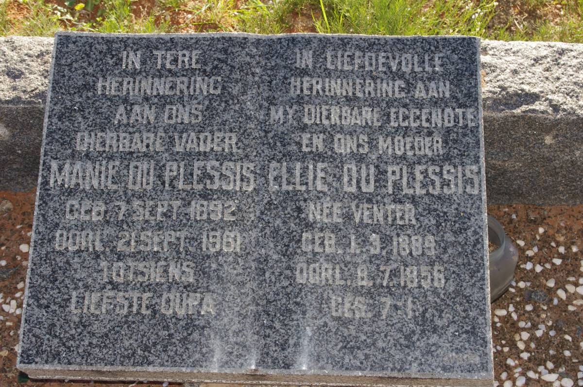 PLESSIS Manie, du 1892-1961 &amp; Ellie VENTER 1889-1956