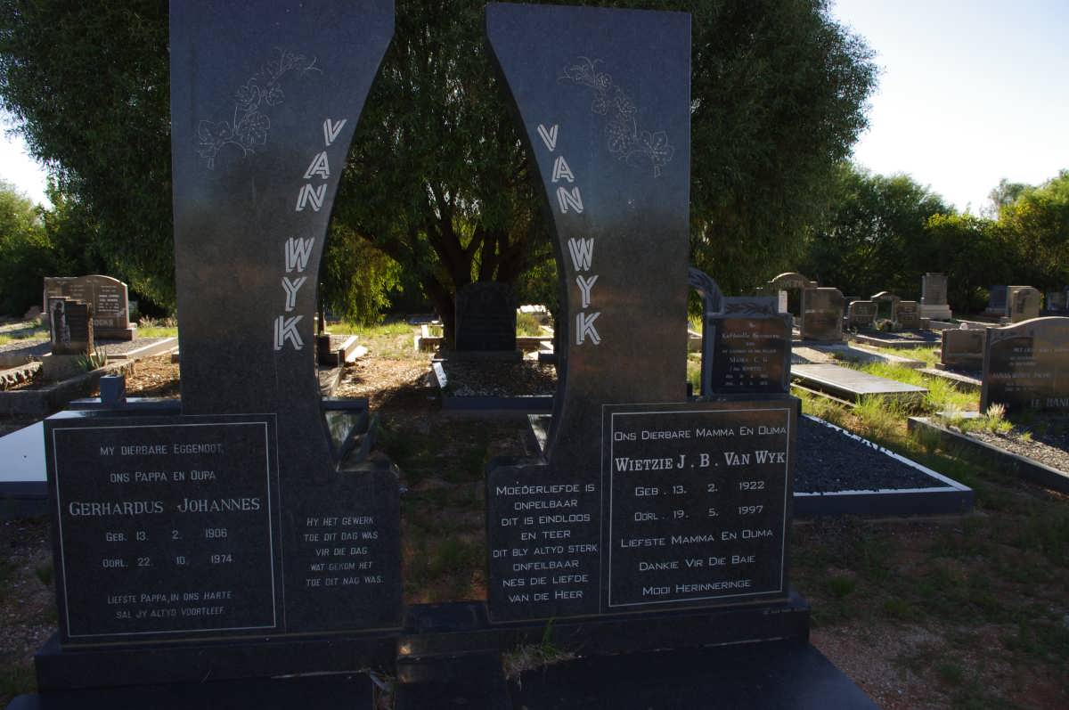 WYK Gerhardus Johannes, van 1906-1974 &amp; Wietzie J.B. 1922-1997
