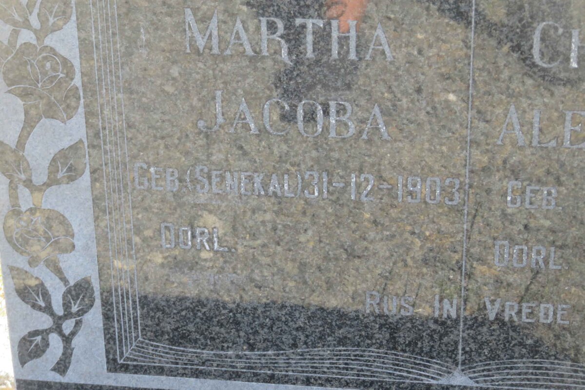 BURNISS Charles Alexander 1884-1971 &amp; Martha Jacoba SENEKAL 1903-