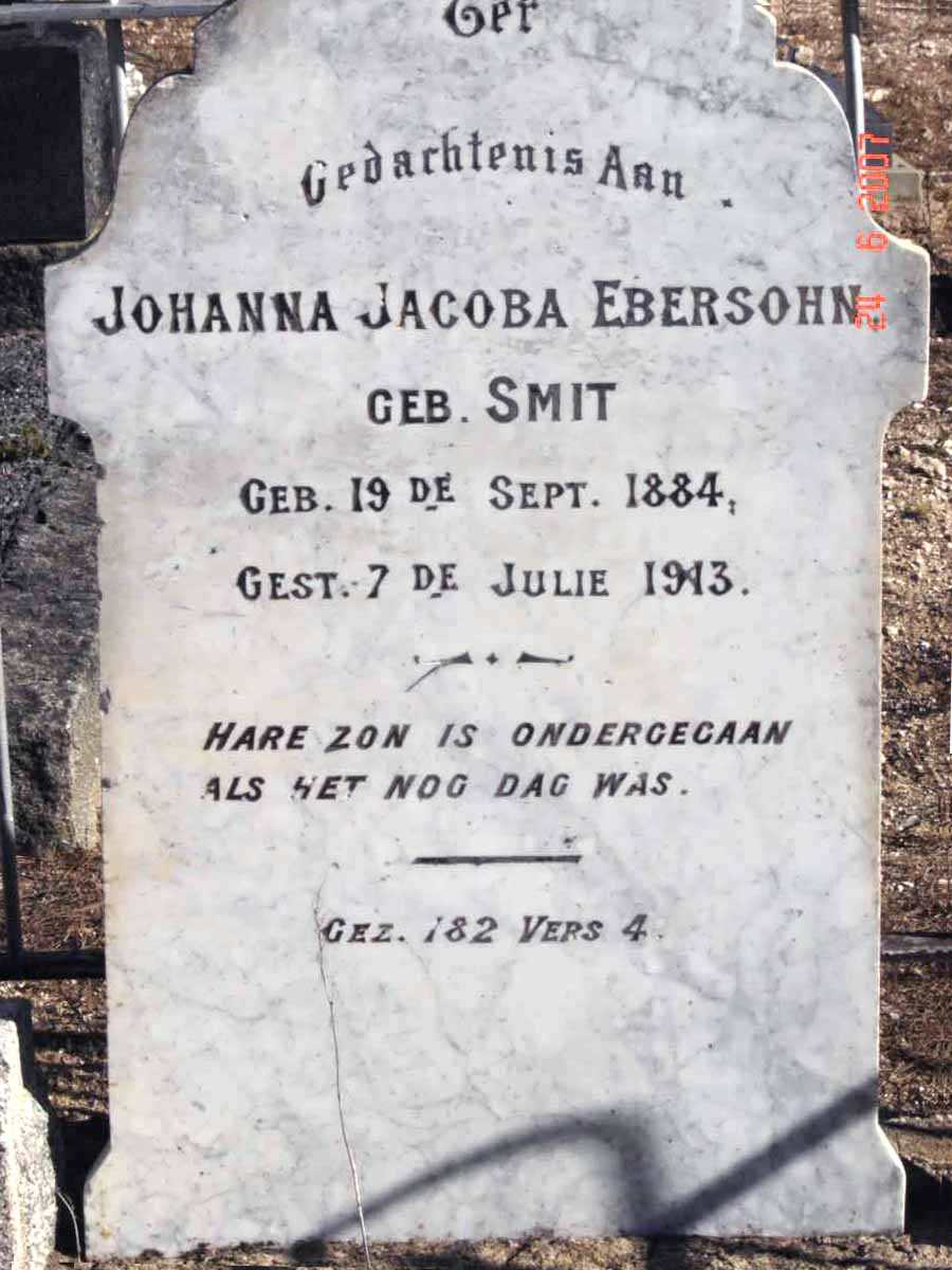 EBERSOHN Johanna Jacoba geb SMIT 1884-1943