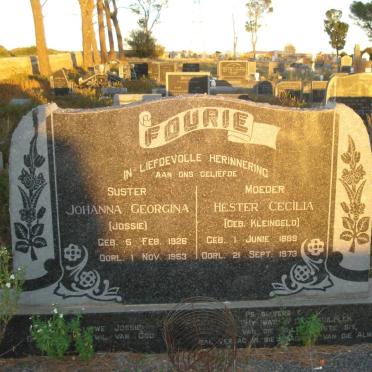 FOURIE Hester Cecilia nee KLEINGELD 1889-1973 :: FOURIE Johanna Georgina 1926-1953