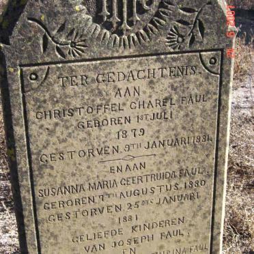 FAUL Christoffel Charel 1879-1881 :: FAUL Susanna Maria Geertruida 1880-1881