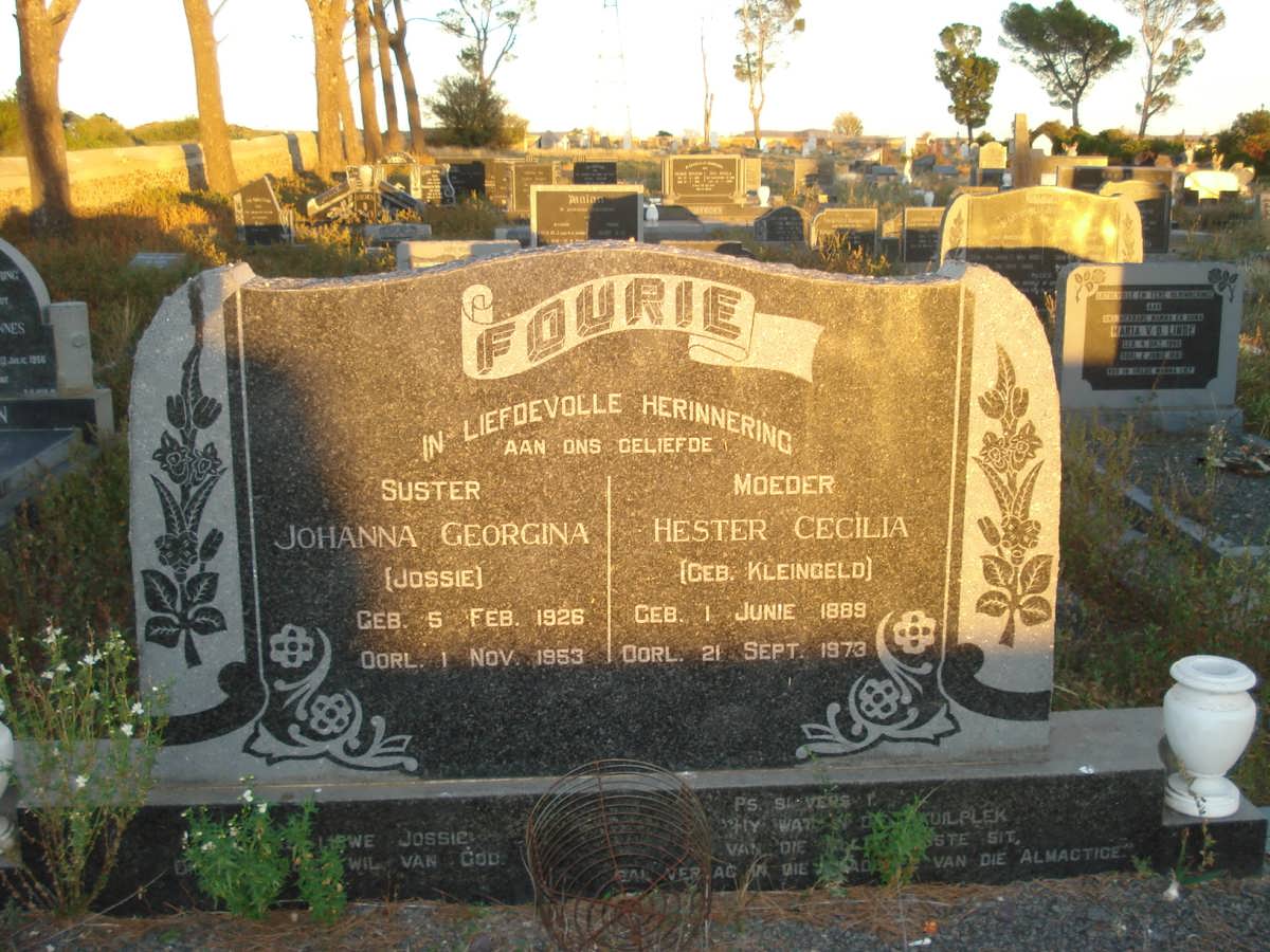 FOURIE Hester Cecilia nee KLEINGELD 1889-1973 :: FOURIE Johanna Georgina 1926-1953