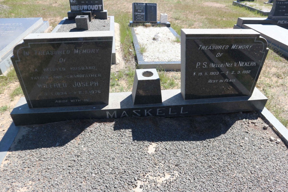 MASKELL Wilfred Joseph 1894-1976 &amp; P.S. V. NIEKERK 1903-1992