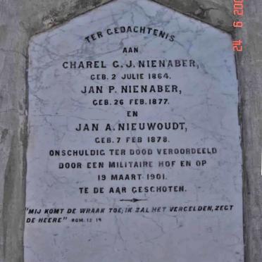 NIENABER Charel G.J. 1864-1901 :: NIENABER Jan P. 1877-1901 :: NIEUWOUDT Jan A. 1878-1901