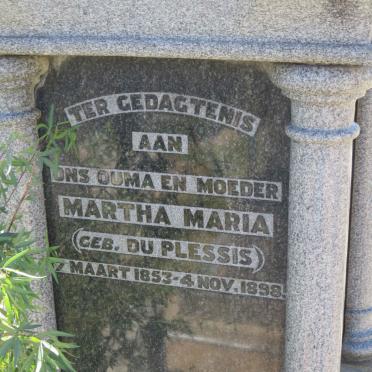 PLESSIS Martha Maria, du nee DU PLESSIS 1853-1898