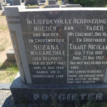 POTGIETER Tjaart Nicolaas 1890-1953 &amp; Suzana Magaretha E. DELPORT 1897-1988