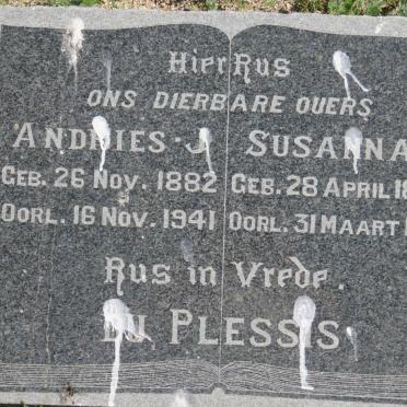 PLESSIS Andries J., du 1882-1941 &amp; Susanna E. 1885-1919