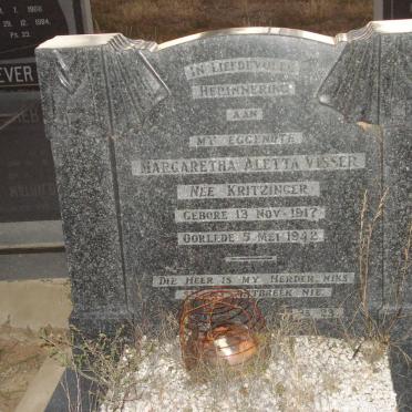 VISSER Margaretha Aletta nee KRITZINGER 1917-1942