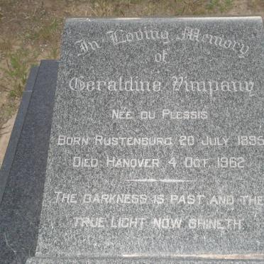 VIMPANY Geraldine née DU PLESSIS 1895-1962
