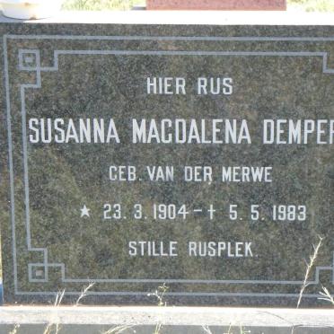 DEMPERS Susanna Magdalena nee VAN DER MERWE 1904-1983