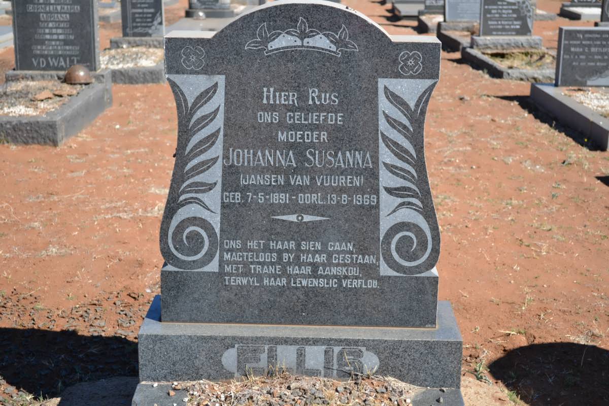 ELLIS Johanna Susanna nee JANSEN VAN VUUREN 1891-1969