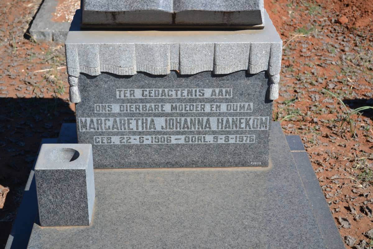 HANEKOM Margaretha Johanna 1906-1976