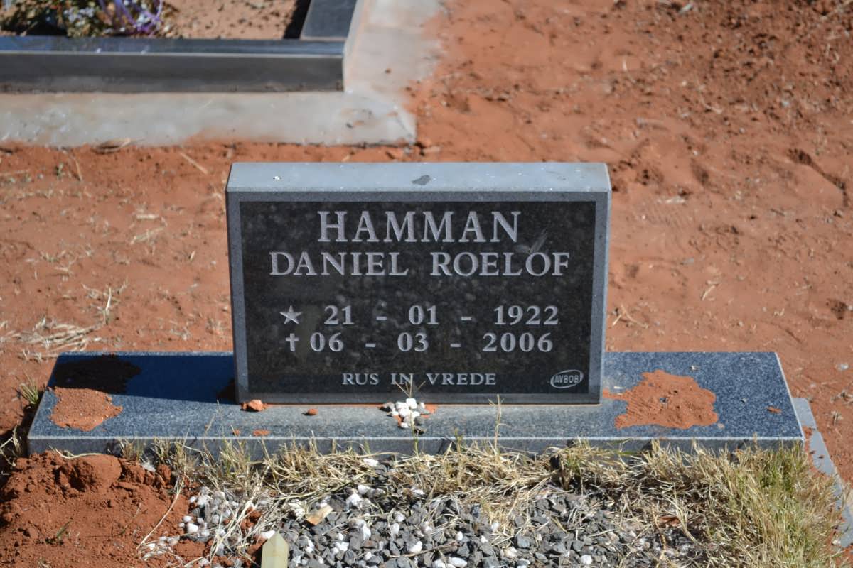HAMMAN Daniel Roelof 1922-2006