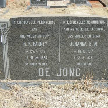 JONG N.K. Barney, de 1915-1987 &amp; Johanna E.M. 1917-1979
