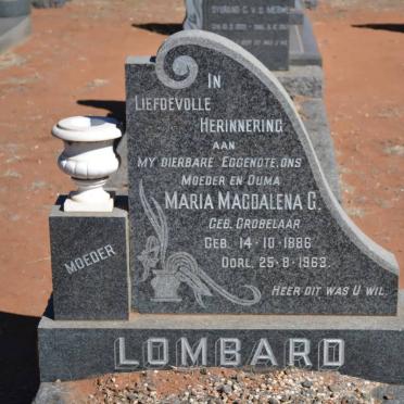 LOMBARD Maria Magdalena G. nee GROBELAAR 1886-1963
