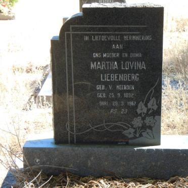 LIEBENBERG Martha Lovina nee v. HEERDEN 1892-1967