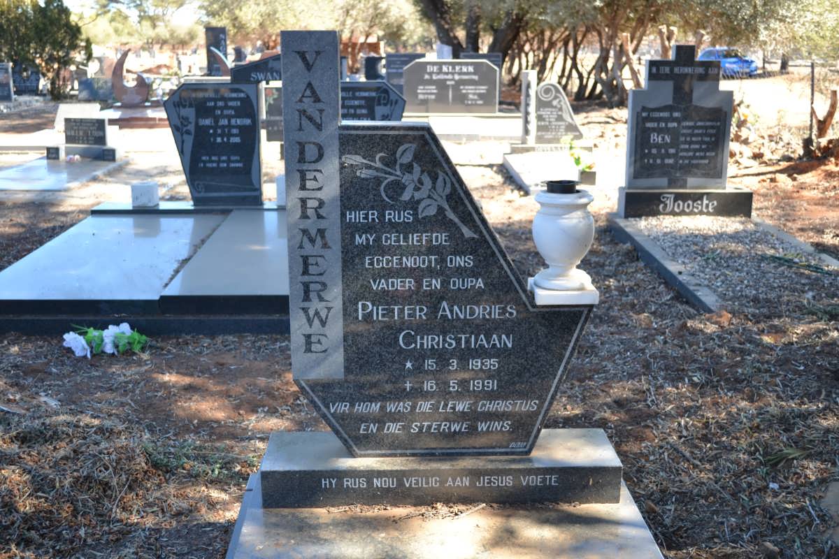 MERWE Pieter Andries Christiaan, van der 1935-1991