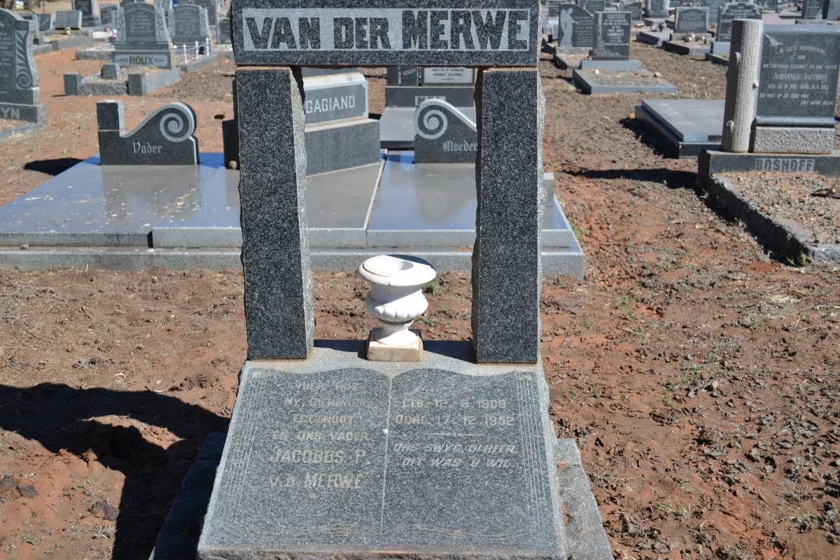 MERWE Jacobus P., van der 1909-1952