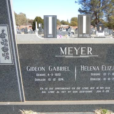 MEYER Gideon Gabriel 1922-1974 &amp; Helena Elizabeth 1930-2007