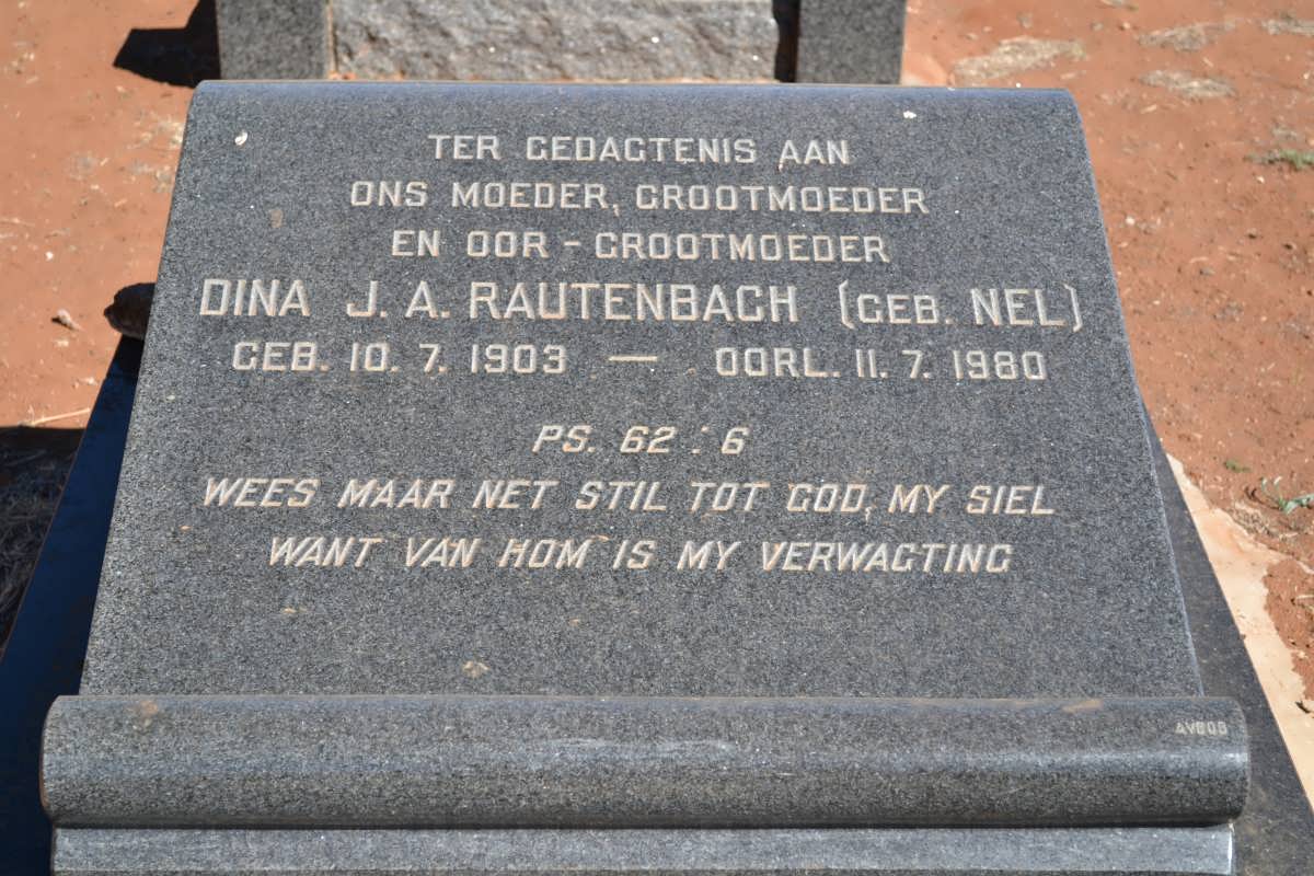 RAUTENBACH Dina J.A. nee NEL 1903-1980