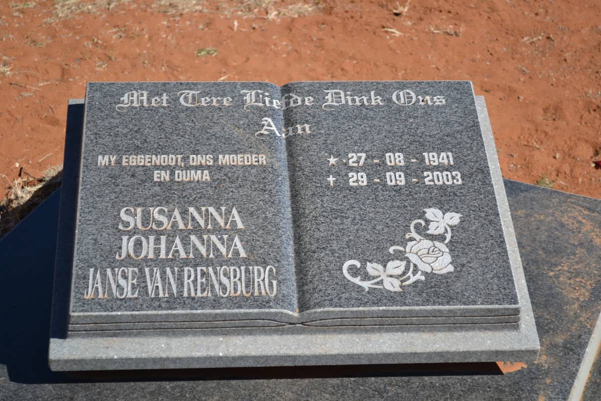 RENSBURG Susanna Johanna, Janse van 1941-2003