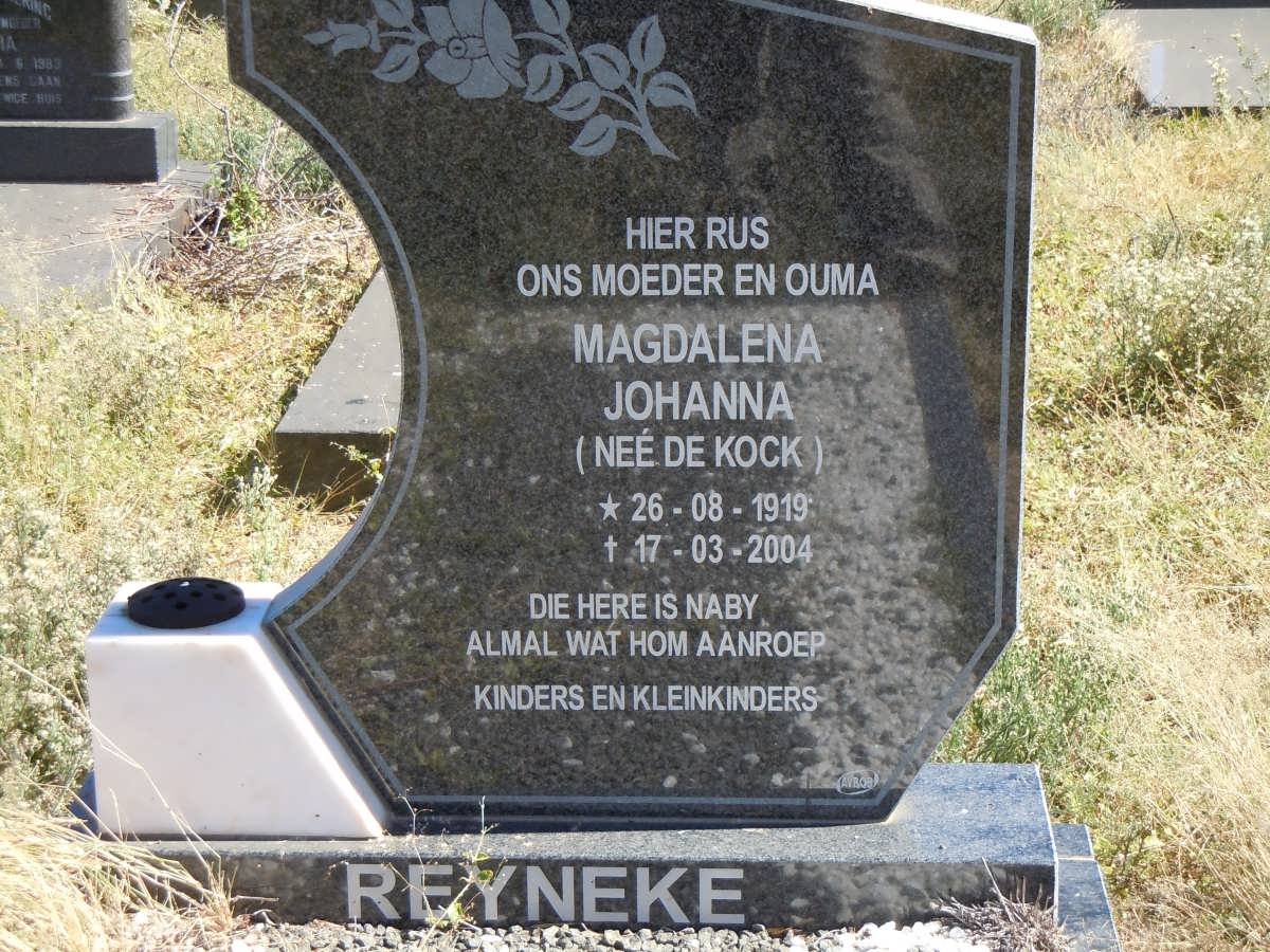 REYNEKE Magdalena Johanna nee DE KOCK 1919-2004