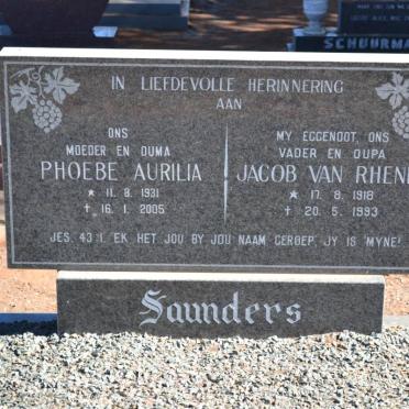 SAUNDERS Jacob van Rhenen 1918-1993 &amp; Phoebe Aurilia 1931-2005