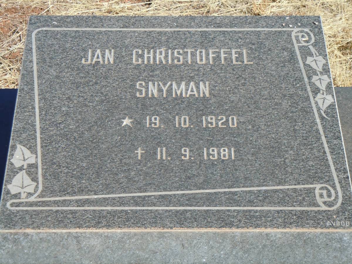 SNYMAN Jan Christoffel 1920-1981